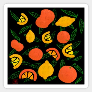 Citrus lemon grapefruit mandarin orange leaves pattern Sticker